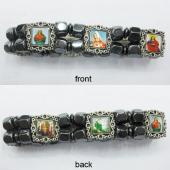 Hematite Beads and Alloy Spacer Religious Bracelet 7.8inch